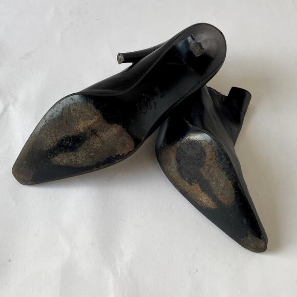 Kenneth Cole 90s Y2K Stiletto Mule Pointy Toe Leather Slide Pump Italy 6.5 Open - Picture 4 of 6